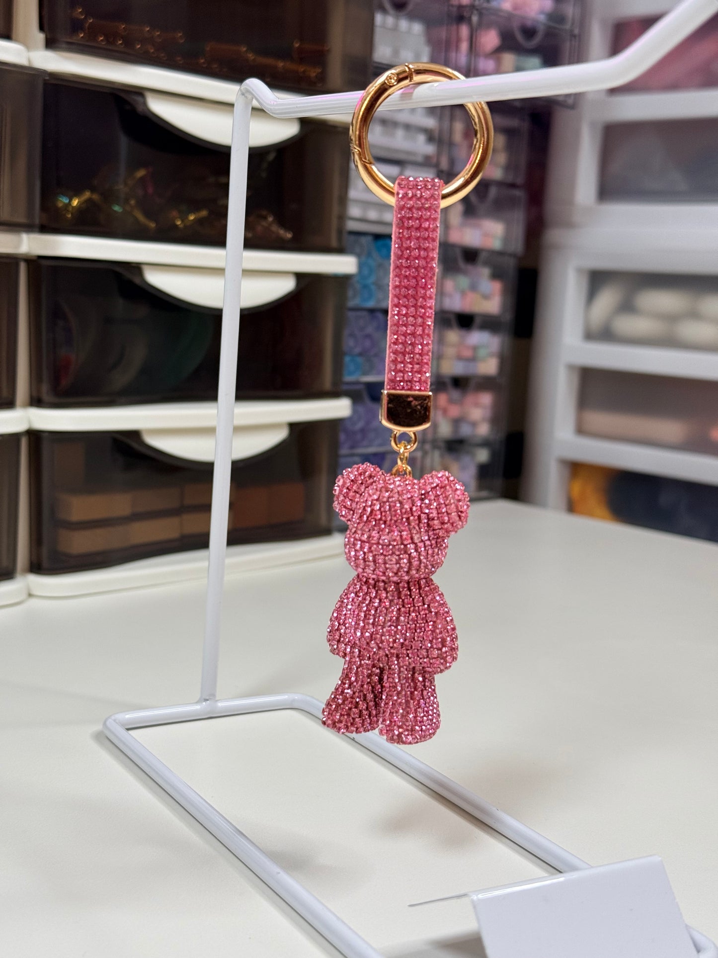 Lovely Rhinestone Bear Keychain