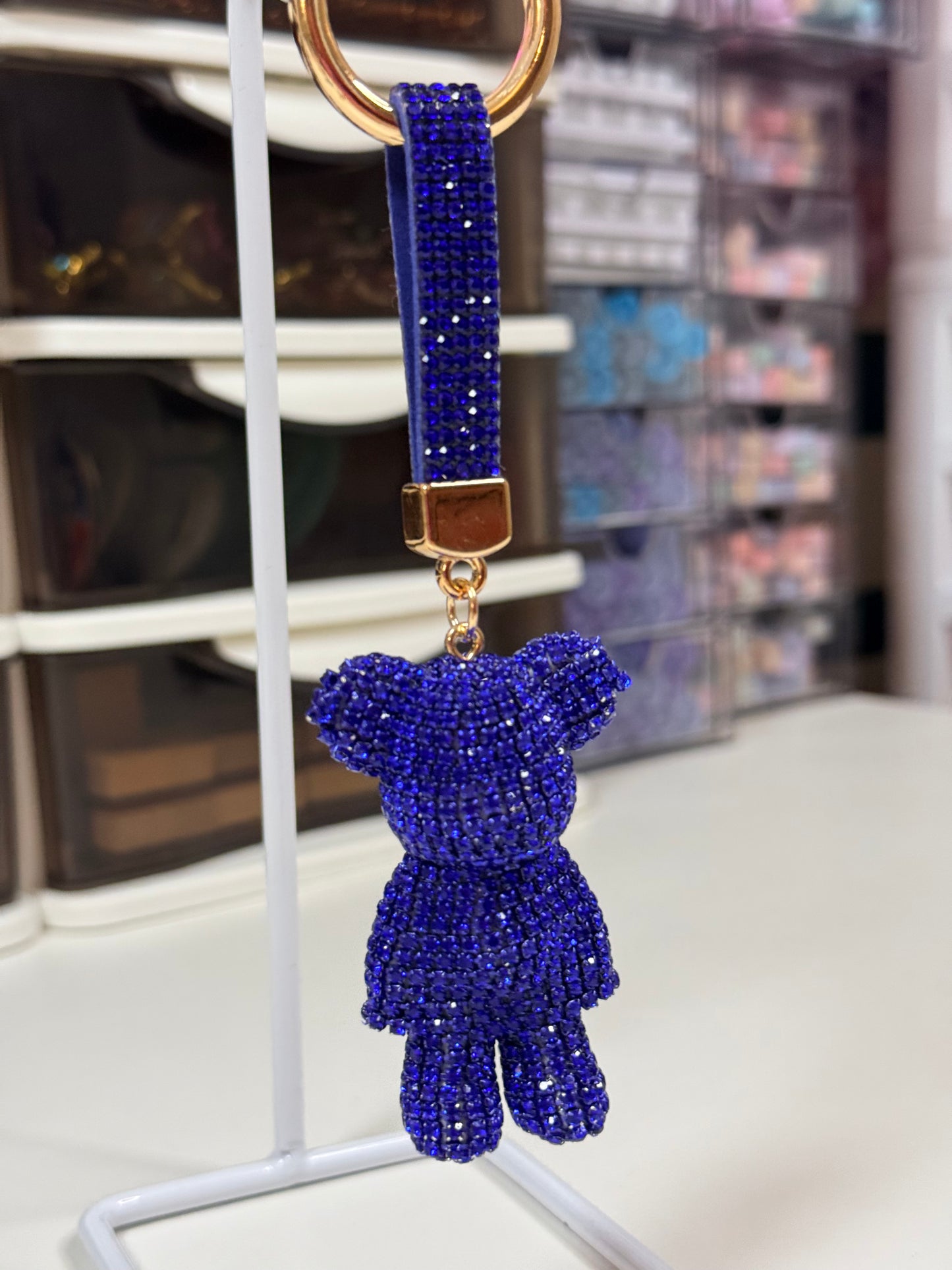 Lovely Rhinestone Bear Keychain